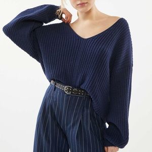 Urban Outfitters Navy Avery Deep V Sweater
